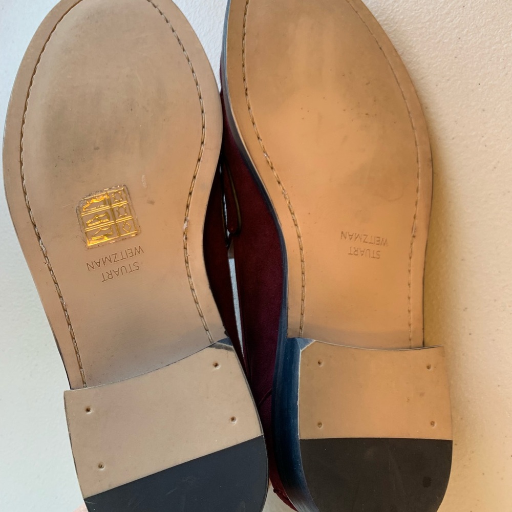Stuart Weitzman Purple Suede Slip On Loafers - Picture 8 of 8